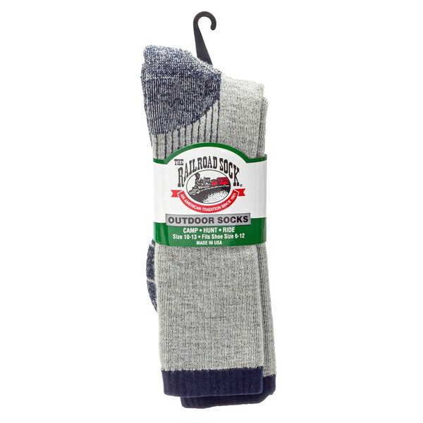Railroad Sock Outdoor Merino Wool Crew Socks, Size 6-12 M, AssortedBlack/Grey/Grey/Navy/Grey, 2PK - OD 212 C