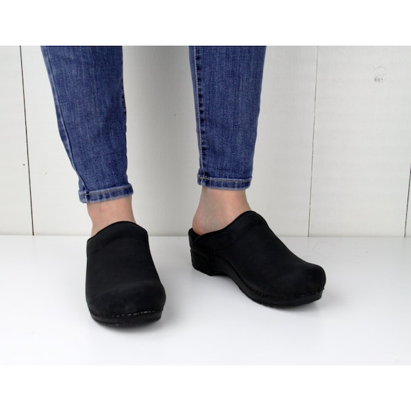 Sanita SONJA Textured Oil Women's Open Back Clog in Black, Size 8.5-9, PR - 450247-002-40