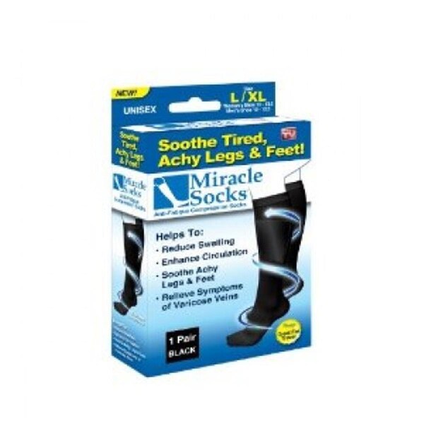 Living Healthy Products Anti-Fatigue Compression Stocking Socks, Black - Large - LI328532