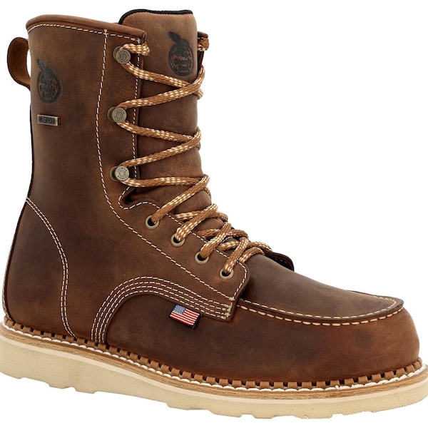 Georgia Boot Waterproof Wedge Work Boot, 7 W, 8 in Height, Brown - GB00532  W  070
