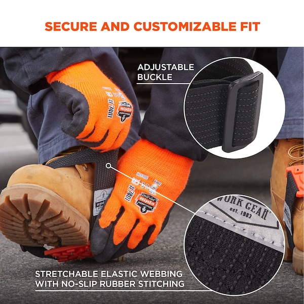 Ergodyne Ice Cleats Mid-Sole for Heeled Boot, Orange, Tungsten Carbide Studs - 6317