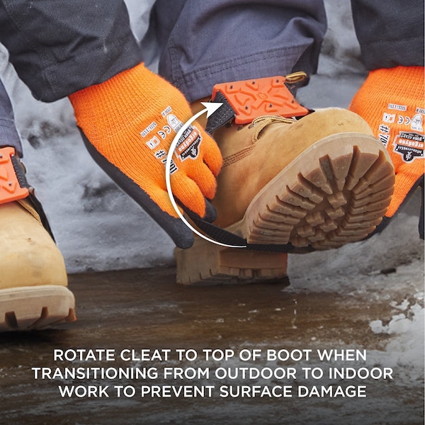 Ergodyne Ice Cleats Mid-Sole for Heeled Boot, Orange, Tungsten Carbide Studs - 6317