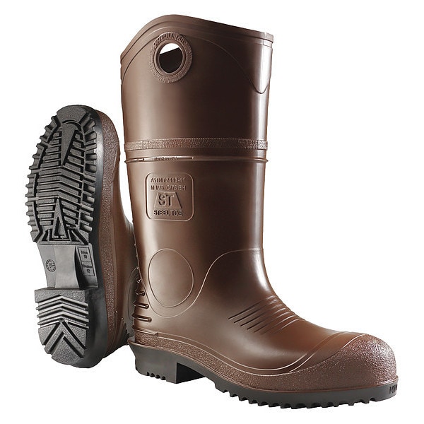 Dunlop Men's Rubber Boot, 16 Steel Toe, 14" H, Brown, 8408633 - 8408633