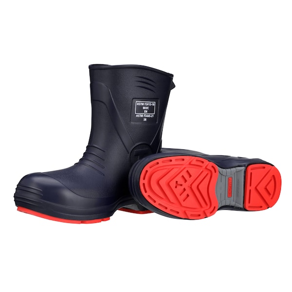 Tingley Unisex Flite Mid Rubber Boots, Steel Toe, Navy Blue/Red, M11/W13 - 26226