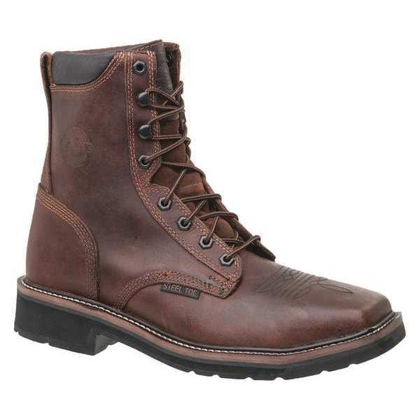 Justin Original Workboots Men's 8-Inch Work Boot, 11 EE, Steel Toe, 8 in H, Brown, WK682 - SE682