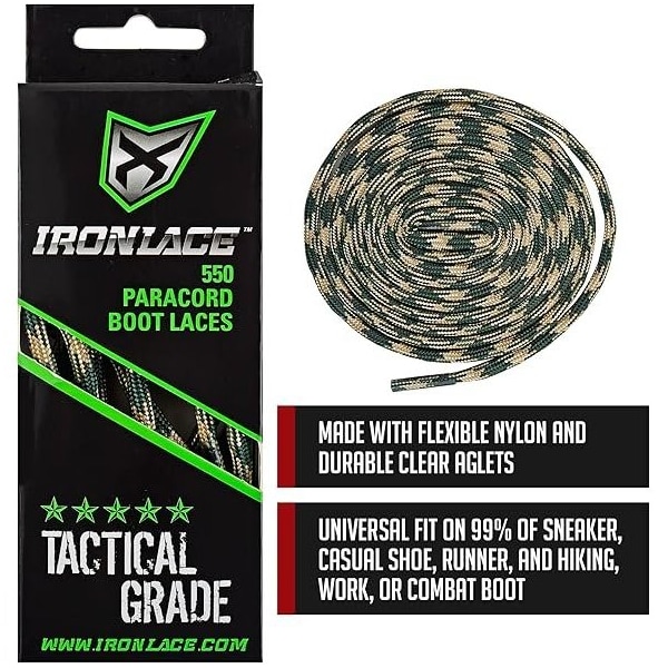 Ironlace Paracord 550 Shoelace, 45", Camo, PR1 - 550-45-07