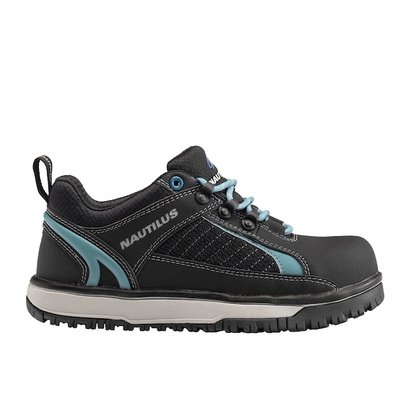 Nautilus Safety Footwear Women's Aluminum Toe Work Shoe, Black, Teal, 9, Wide, N1466 - N1466-9W