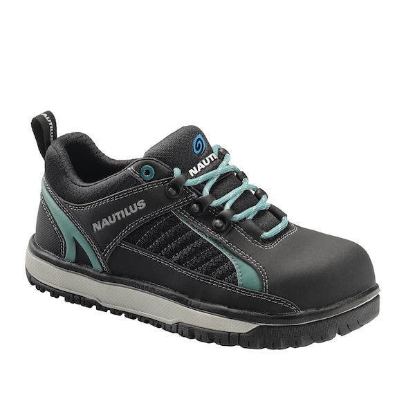 Nautilus Safety Footwear Women's Aluminum Toe Work Shoe, Black, Teal, 9, Wide, N1466 - N1466-9W