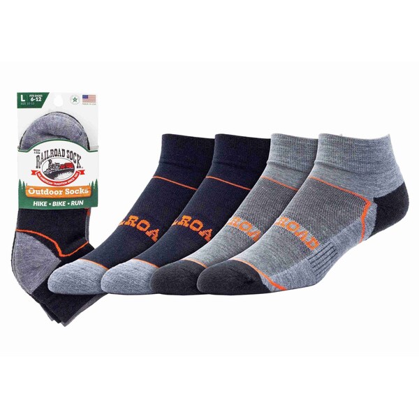 Railroad Sock Outdoor Quarter Socks, Size 6-12 M, Grey/Orange, 2PK - OD211QUO