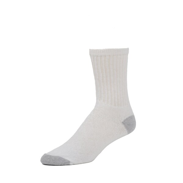 Railroad Sock Crew Socks, Size 5-10 W/4-7.5 M, White/Grey, 6PK - 8090
