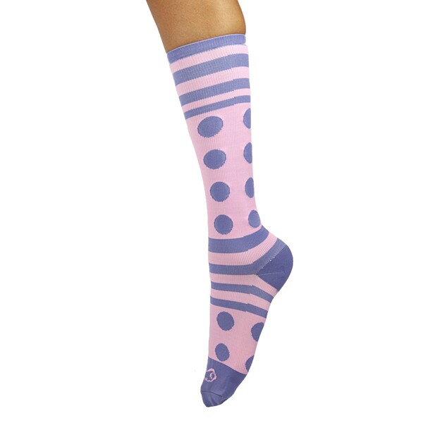 Zayaan Health Dots Stripe Compression Socks, Pink/ Lilac, PR - BLZH-CSDS-4PL
