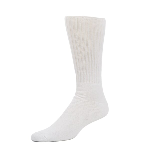Railroad Sock Men's King Size Crew Socks, Size 12-15 M, White, 2PK - 6050K