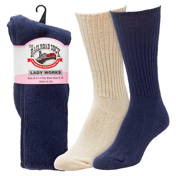 Railroad Sock Women's Premium Crew Socks, Size 5-10, Black/Burgundy/Cream/Navy, 2PK - 641