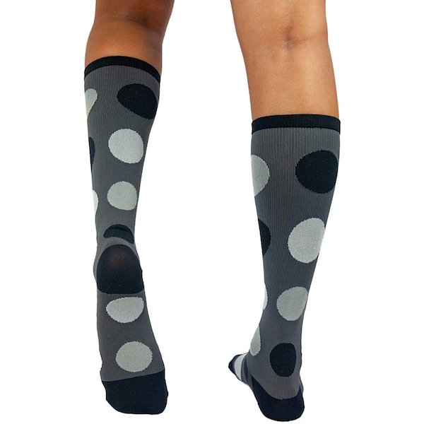 Zayaan Health Polkadot Compression Socks, Black/White, PR - BLZH-CSPK-3BW
