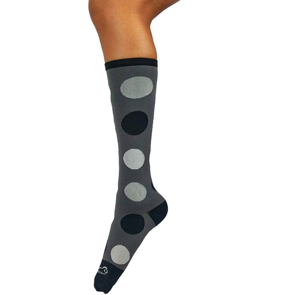 Zayaan Health Polkadot Compression Socks, Black/White, PR - BLZH-CSPK-3BW