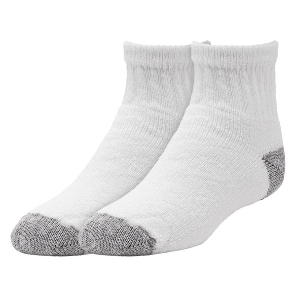 Railroad Sock Youth Quarter Socks, Size 13-5Y, White/Grey, 6PK - 7082