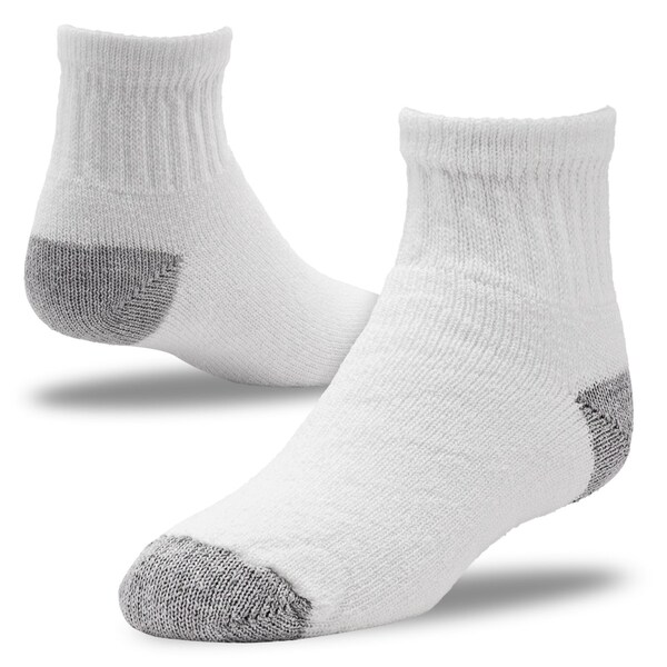 Railroad Sock Youth Quarter Socks, Size 13-5Y, White/Grey, 6PK - 7082