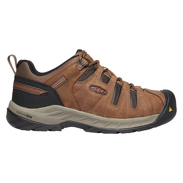 Keen Men's Hiker Shoe, Steel Toe, Leather, Mesh Upper, Rubber Outsole, Lace Up, Rust/Shitake, 11 1/2 D - 1023268
