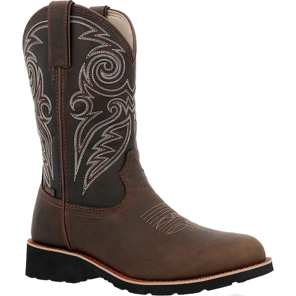 Rocky Men's Waterproof Western Boot, 14 M, Steel Toe, 12 in H, Chocolate, RKW0434 - RKW0434