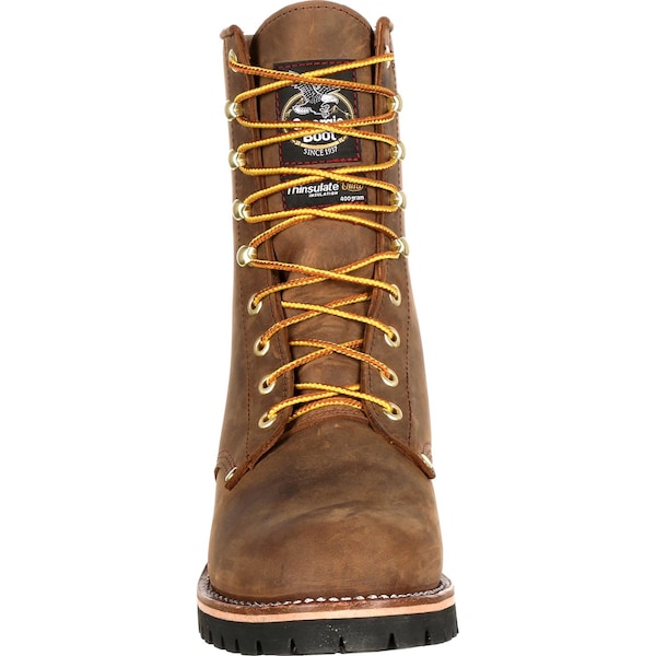 Georgia Boot Men's Insulated Waterproof Logger Boot, 10.5 W, Steel Toe, 8 in H, Brown, GB00065 - GB00065