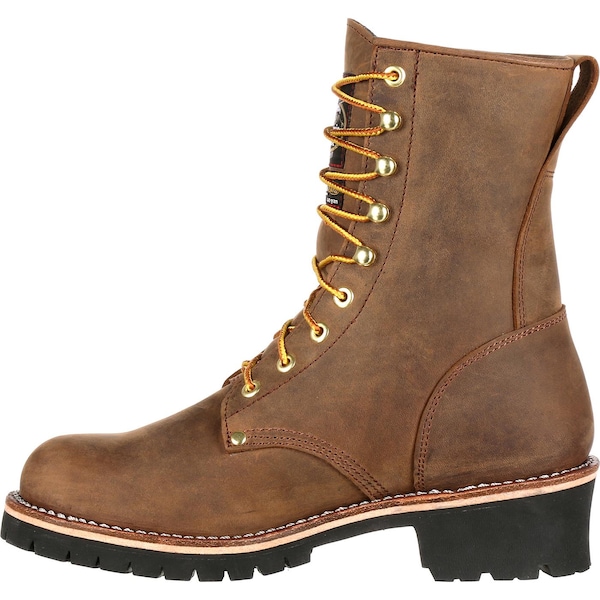 Georgia Boot Men's Insulated Waterproof Logger Boot, 10.5 W, Steel Toe, 8 in H, Brown, GB00065 - GB00065