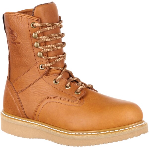 Georgia Boot Men's Wedge Work Boot, 10 M, Steel Toe, 8 in H, Barracuda Gold, G8342 - G8342