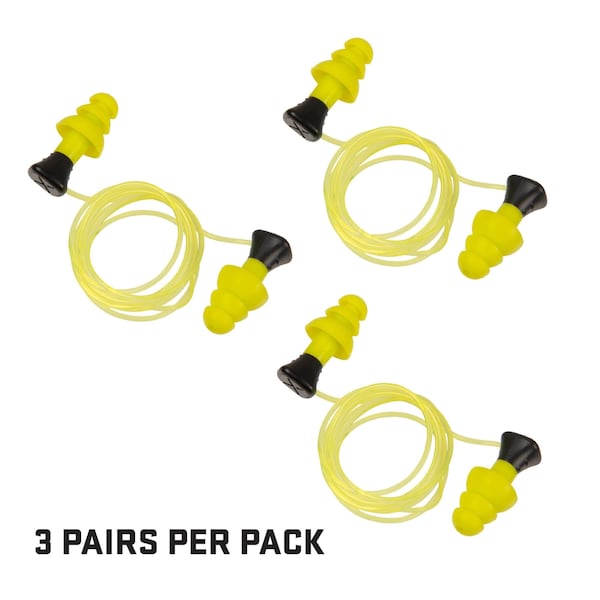 Ultrx Tethered Silicone Ear Plugs, Yellow, 6PK - 4118