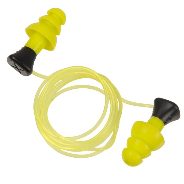 Ultrx Tethered Silicone Ear Plugs, Yellow, 6PK - 4118