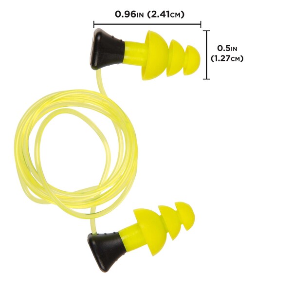 Ultrx Tethered Silicone Ear Plugs, Yellow, 6PK - 4118