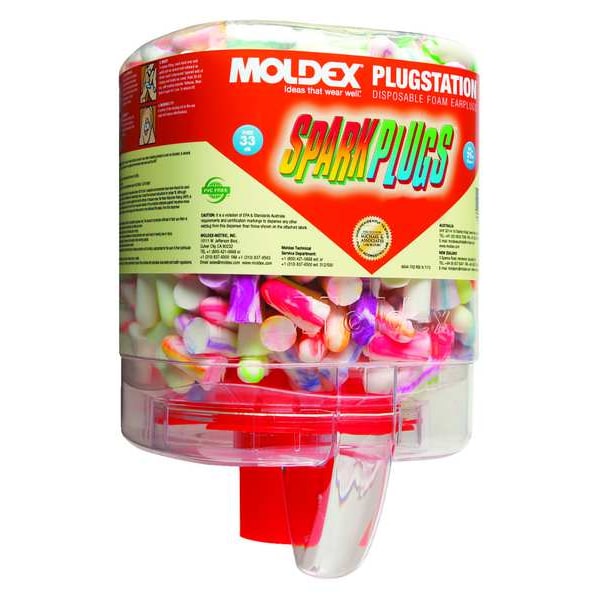 Moldex SparkPlugs Ear Plug Dispenser, PlugStation, Uncorded, Bullet Shape, NRR 33 dB, 250 Pairs - 6644