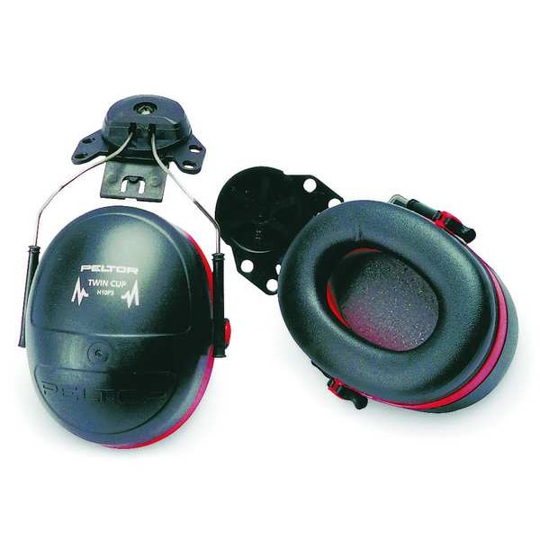 3M Peltor Peltor Optime 105 Hard Hat-Mounted Earmuffs, Passive Protection, NRR 27 dB, Foam, Black/Red - H10P3E