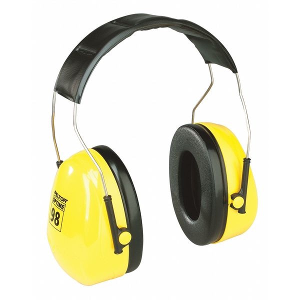 3M Peltor Peltor Optime 98 Hard Hat-Mounted Earmuffs, Dielectric, Passive, NRR 23 dB, Black/Yellow - H9P3E