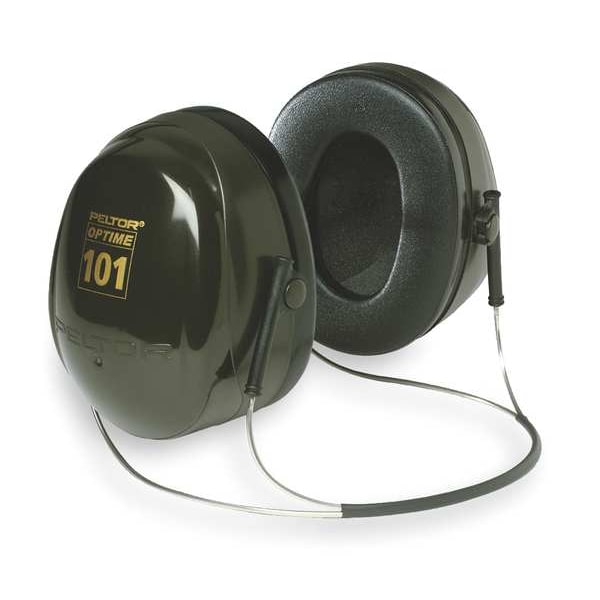 3M Peltor Behind-the-Neck Ear Muffs, 26 dB, Peltor Optime 101, Black/Green - H7B