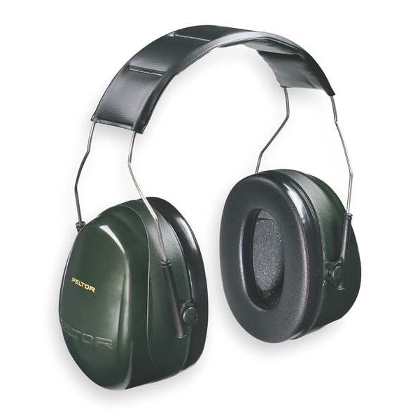 3M Peltor Peltor Optime 101 Over-the-Head Earmuffs, Passive Protection, NRR 27 dB, Foldable Black/Green - 8071