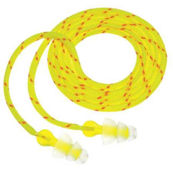 3M Tri-Flange Reusable Elastomeric Polymer Ear Plugs, Flanged Shape, 26 dB, Clear, 100 PK - P3001