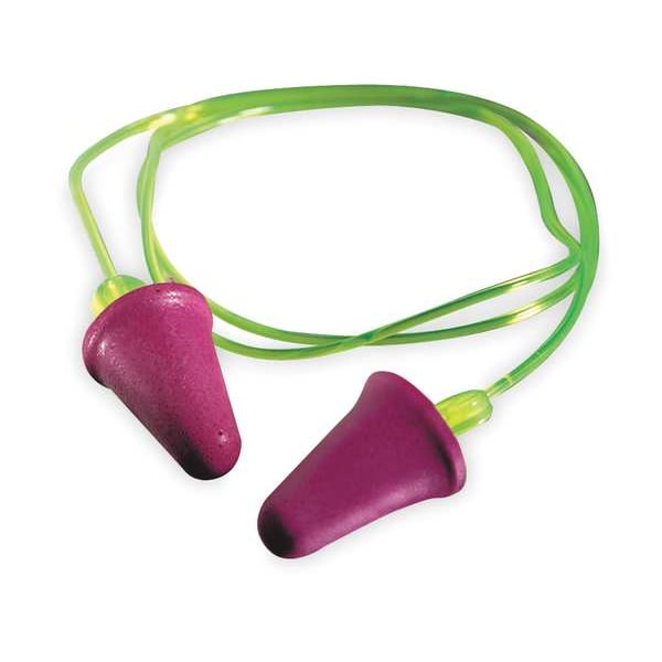3M No-Touch Reusable Foam Ear Plugs, Bell Shape, 29 dB, Purple, 100 PK - P2001