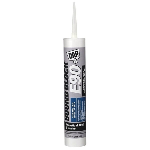Dap SOUND BLOCK Professional-Grade Acoustical/Draft/Smoke/Sound Sealant, White, 40 to 120 deg F, 28 fl-oz - 7079818165