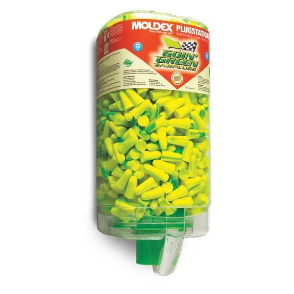 Moldex Disposable Uncorded Ear Plugs with Dispenser, Bell Shape, 33 dB, 500 Pairs, Green - 6647