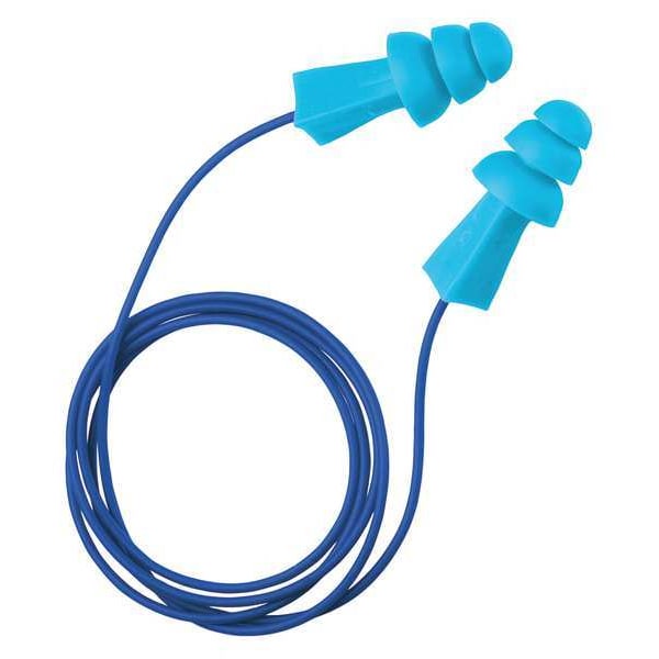Tasco Tri-Grip Reusable Vinyl Ear Plugs, Flanged Shape, 27 dB, Blue, 100 PK - 100-09022