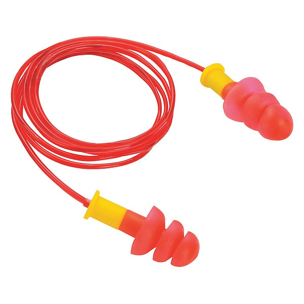 Condor Condor Reusable TPE Ear Plugs, Flanged Shape, 25 dB, Red/Yellow, 50 PK - 55PD66