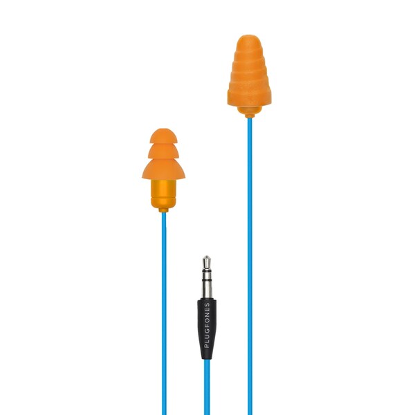 Plugfones Plugfones Guardian 29 dB Nylon/Silicone/Soft Foam 3.5 MM Jack Earplugs/Earphones Blue/Orange 1 pair - PG-UO