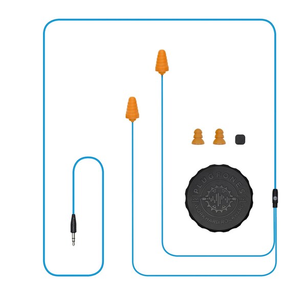 Plugfones Plugfones Guardian 29 dB Nylon/Silicone/Soft Foam 3.5 MM Jack Earplugs/Earphones Blue/Orange 1 pair - PG-UO