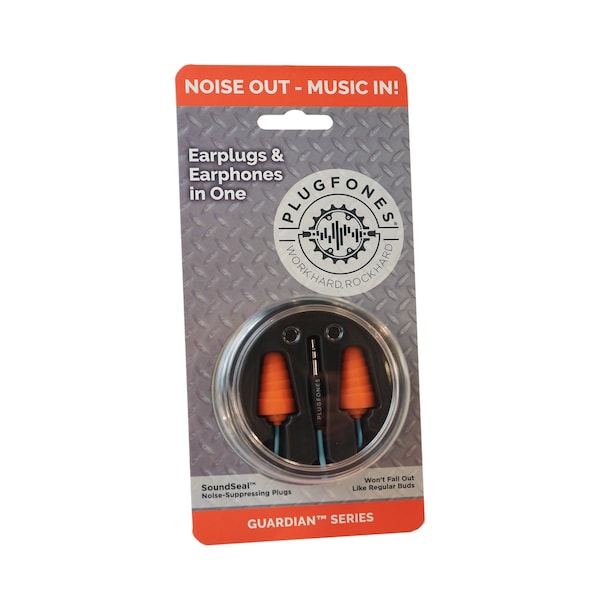 Plugfones Plugfones Guardian 29 dB Nylon/Silicone/Soft Foam 3.5 MM Jack Earplugs/Earphones Blue/Orange 1 pair - PG-UO