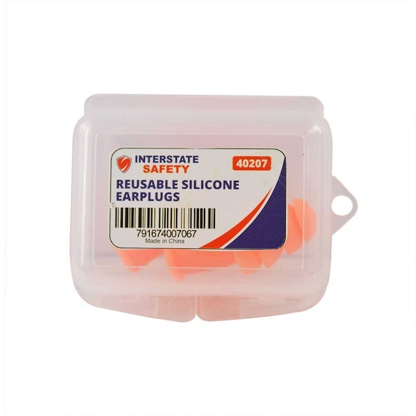 Interstate Safety Reusable Silicone Waterproof Ear Plugs, 32dB NRR, PK 200 - 40207BX