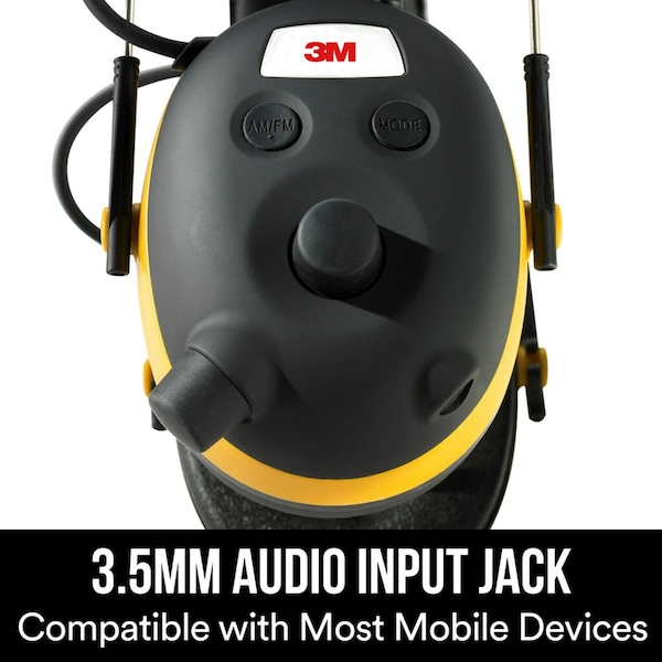 3M Tekk Protection 3M WorkTunes 24 dB Plastic Professional Hearing Protectors Black/Yellow 1 pk - 90541H1-DC-PS