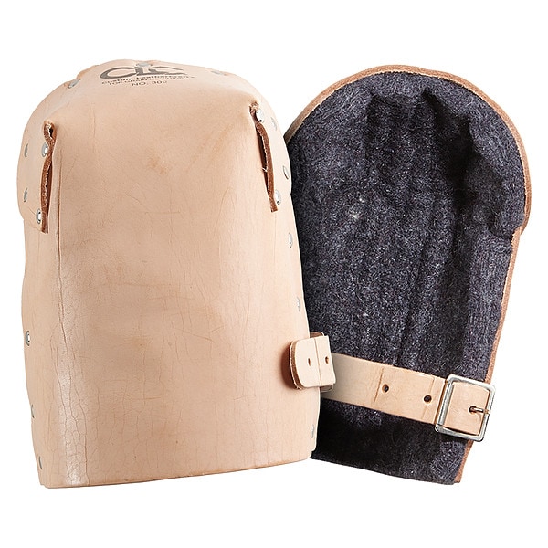 Clc Work Gear Knee Pad, Non-marring, Felt Pad, Leather Cap, Buckle and Loop Closure, 1 Straps, Tan, Universal - 309