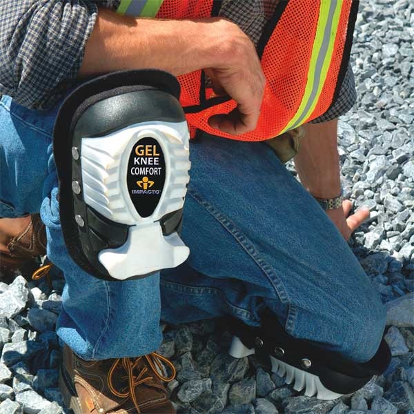 Impacto Knee Pad, All Terrain, Gel Pad, Nylon, Plastic, Rubber Cap, hook-and-loop Closure, 2 Straps - 865-00