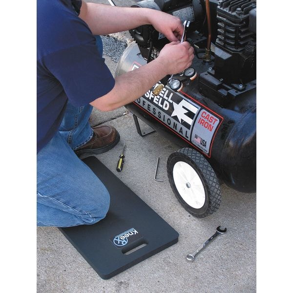 Notrax Knee RX Kneeling Mat, Rubber Bottom, Nitrile/PVC Kneeling Pad, Handle, 12 in L x 22 in W, Black - 951S1222BL