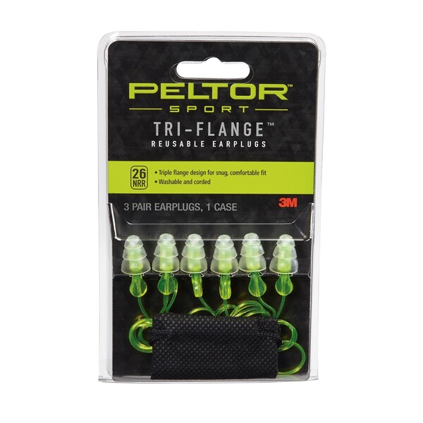 3M Peltor Reusable Ear Plugs, Flanged Shape, 26 dB, Yellow, 10 PK - 97317-10C