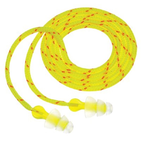 3M Personal Safety Tri-Flange Cloth Corded Earplugs- Hearing Conservation P3001, 100PK - 247-P3001